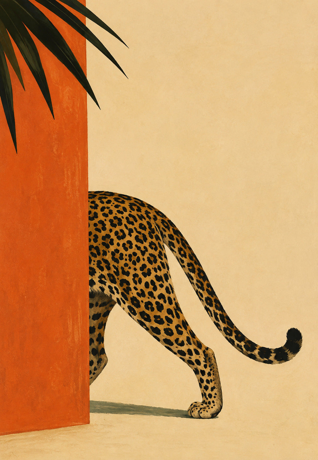 Leopard Behind the Orange Wall