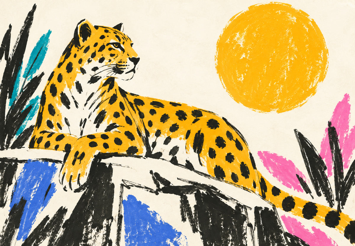 Leopardo sob o sol dourado (Horizontal)