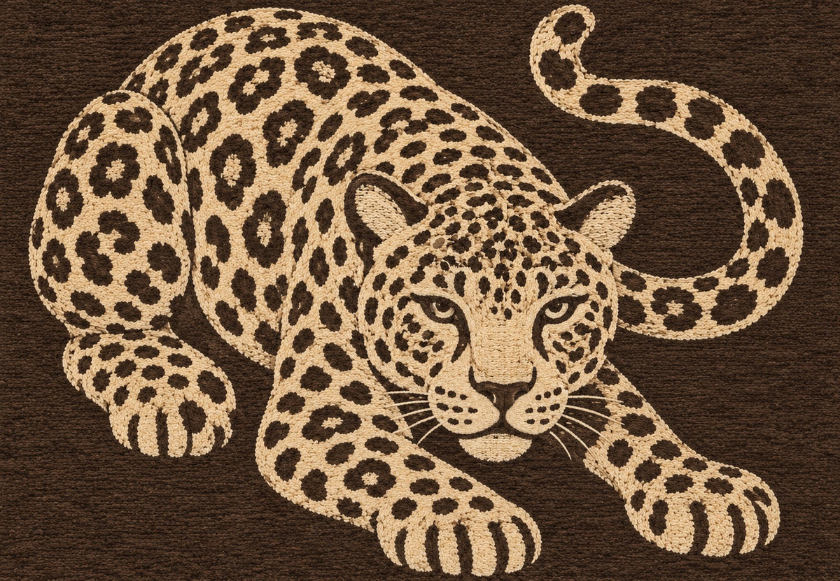 Vävd leopard i ljus och skugga (Liggande)