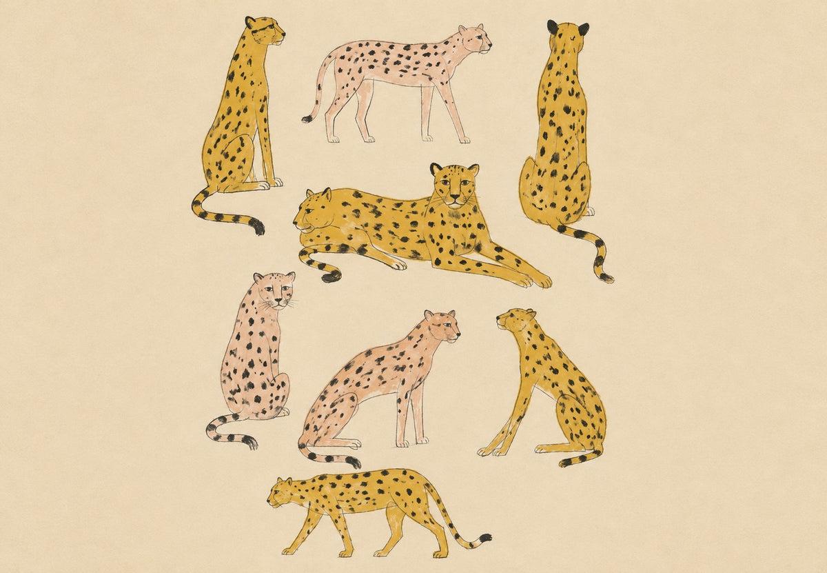 Spotted Leopards in Nine Poses (Landscape)