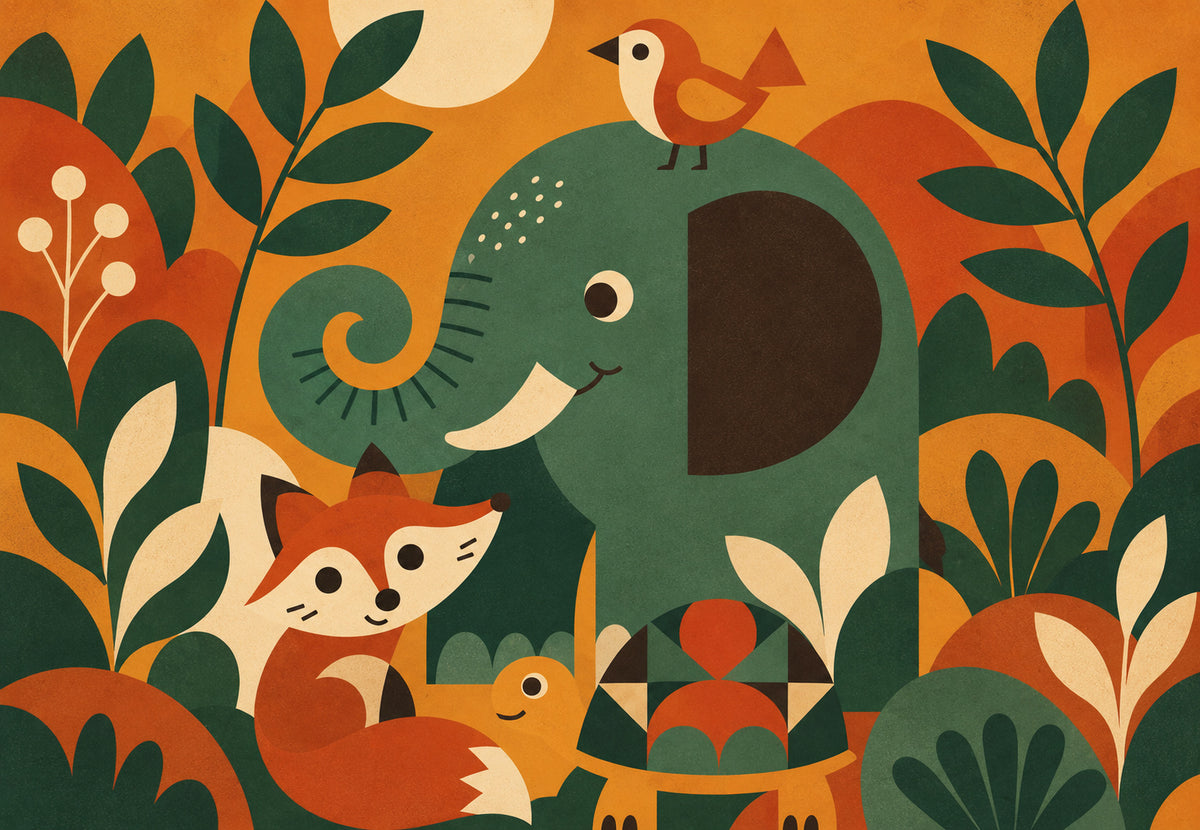 Les animaux en formes simples (Paysage)