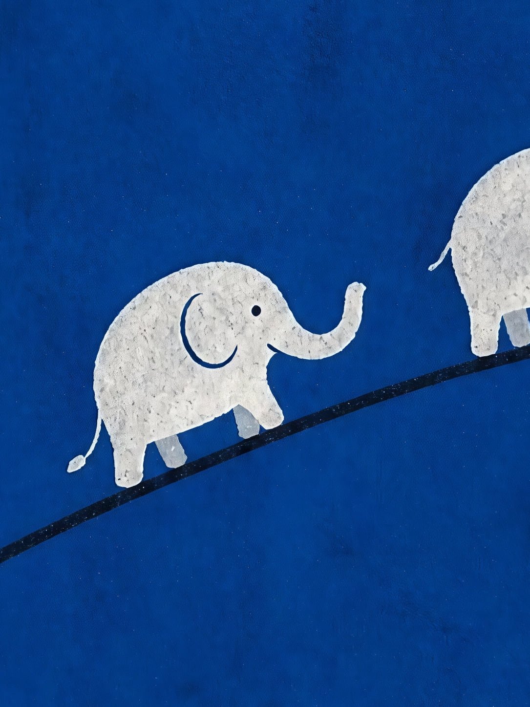 Detail a taille reelle du tirage, affiche animaux les elephants et le canard dore