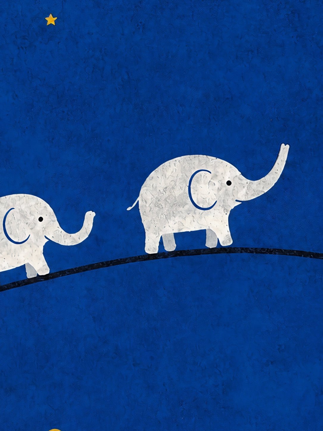 Detail a taille reelle du tirage, affiche animaux les elephants et le canard dore paysage