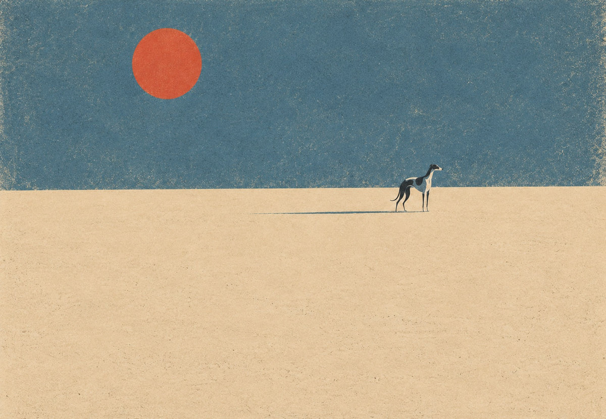 Greyhound Under the Red Sun (Landscape)