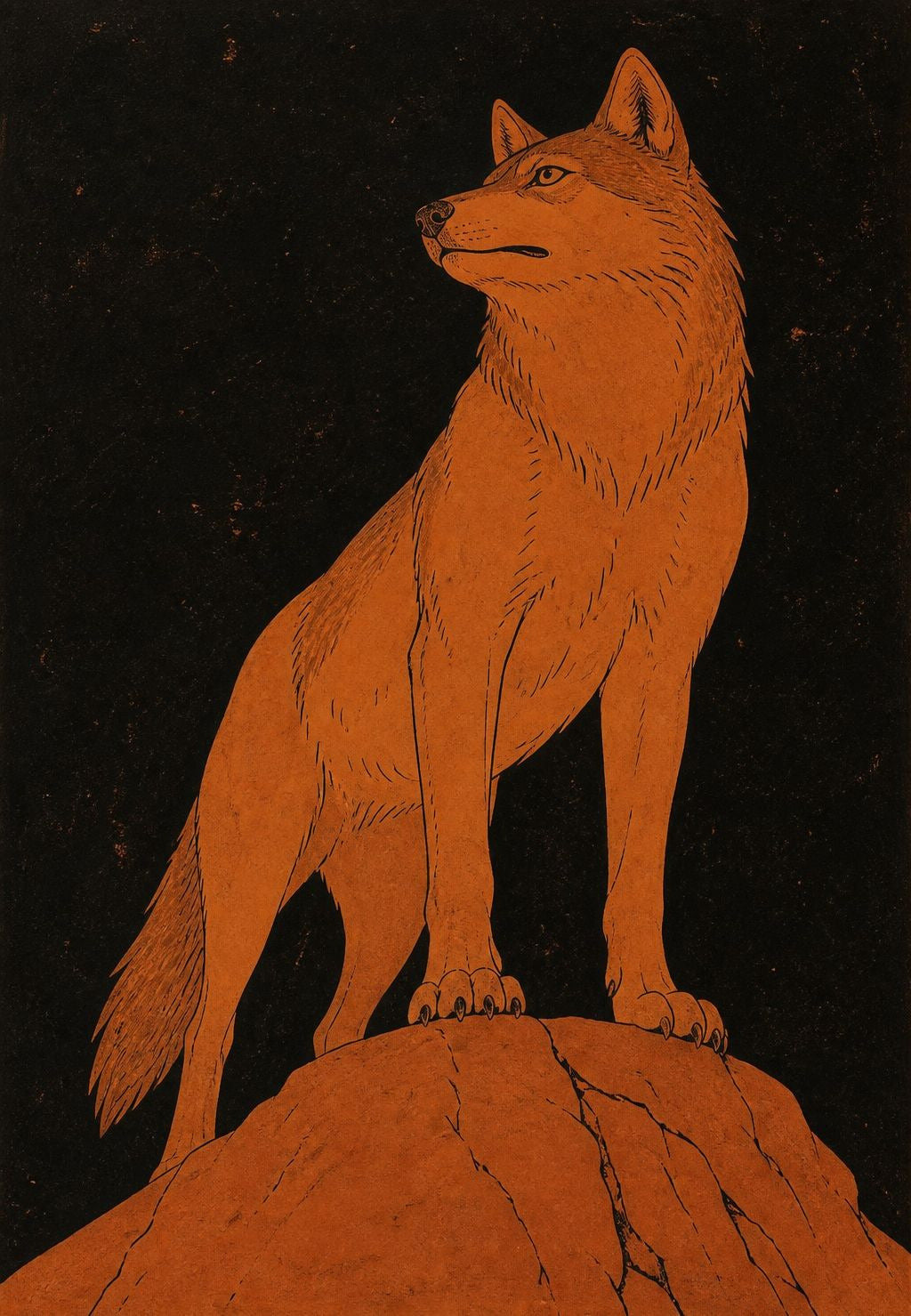 Loup sentinelle sur son rocher