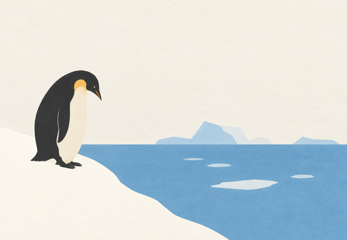 Pinguin am Rand des Eises (Querformat)