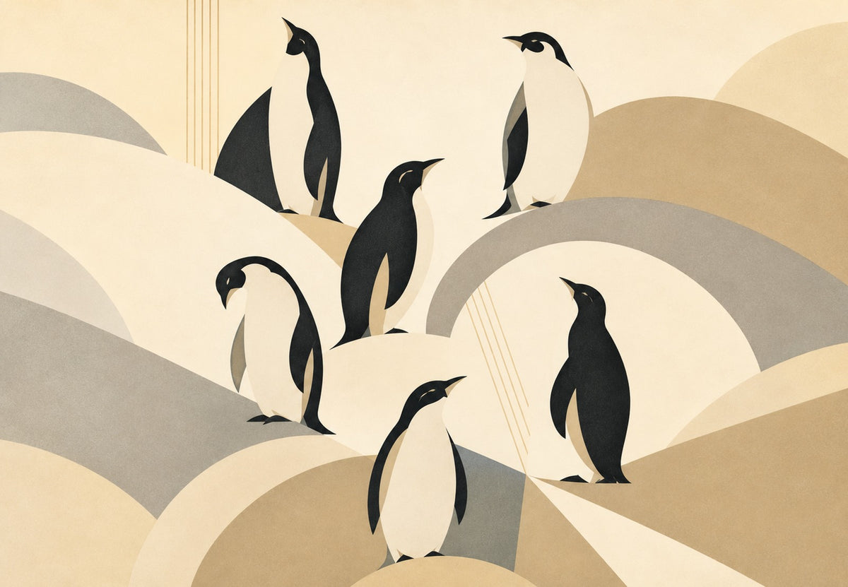 Pinguine auf der Eisscholle (Querformat)