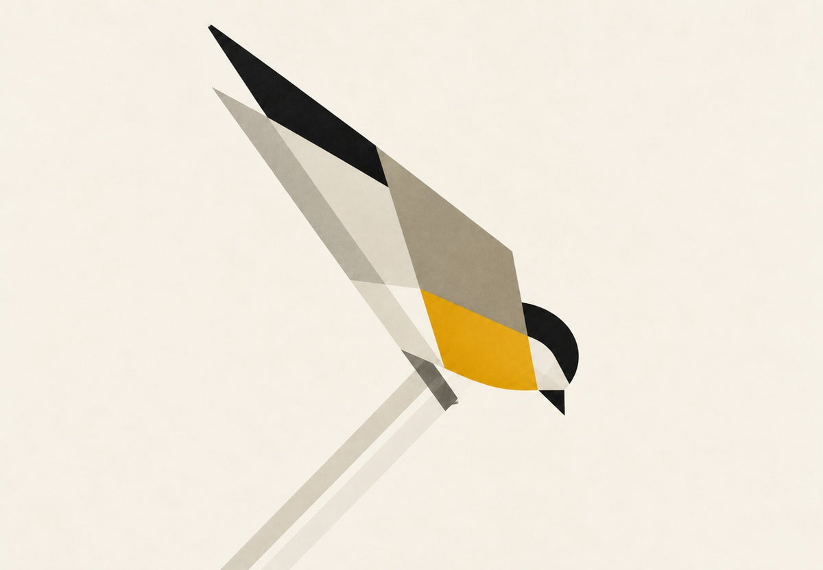 Aranyszínű madár egy ágon (Fekvő)