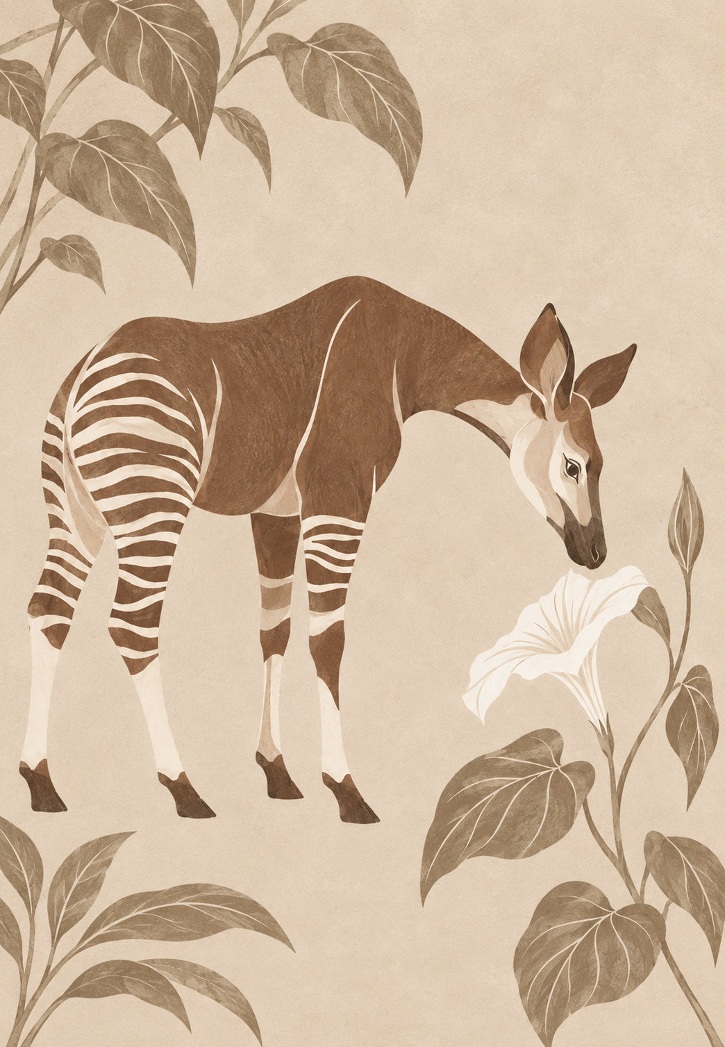 Okapi à la fleur blanche