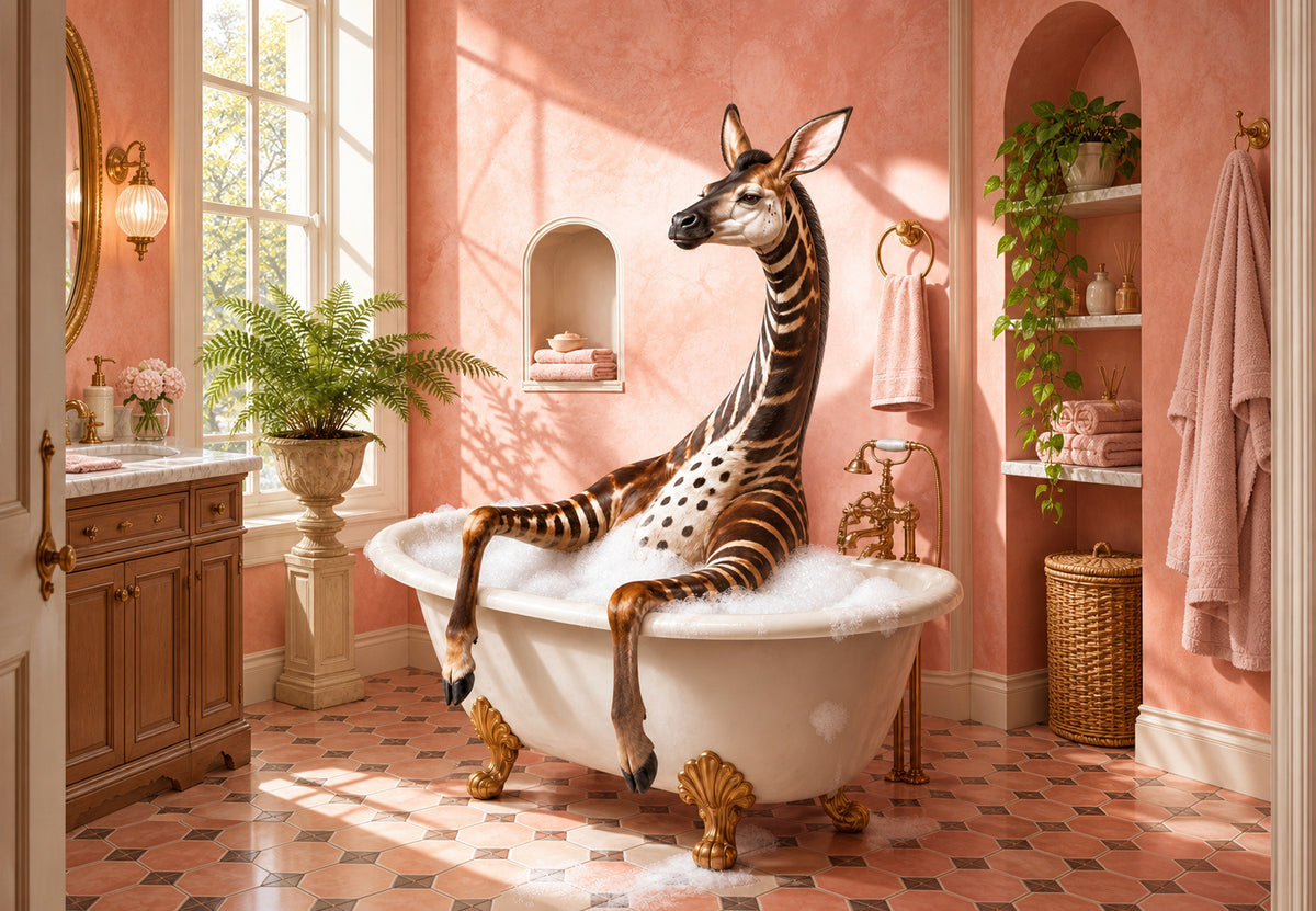 Okapi in a bubble bath (Landscape)