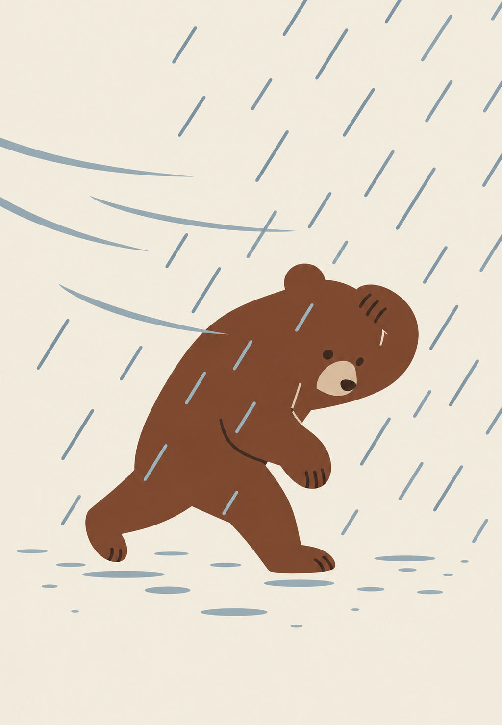 Orso che sfida la pioggia