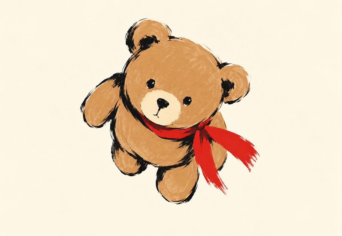 Teddybeer met rode sjaal (Liggend)