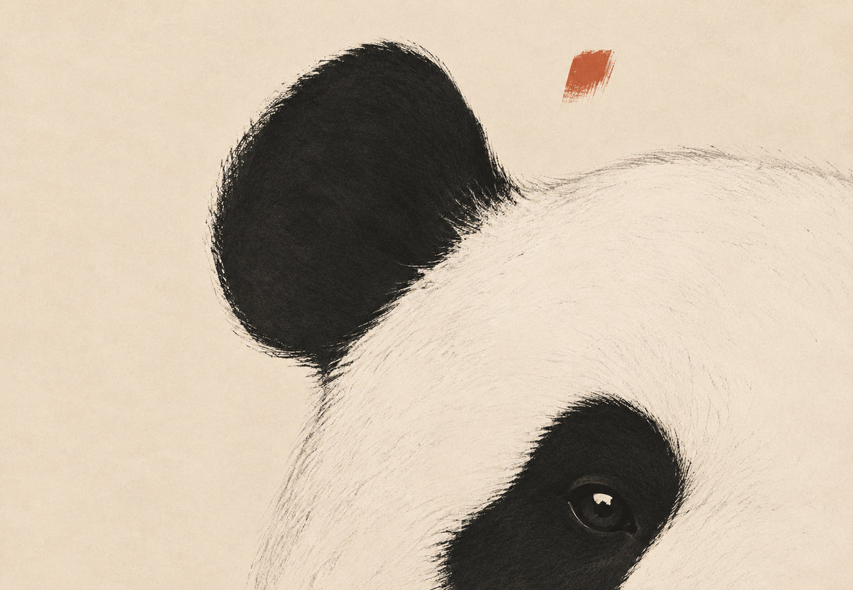Panda mit rotem Siegel (Querformat)