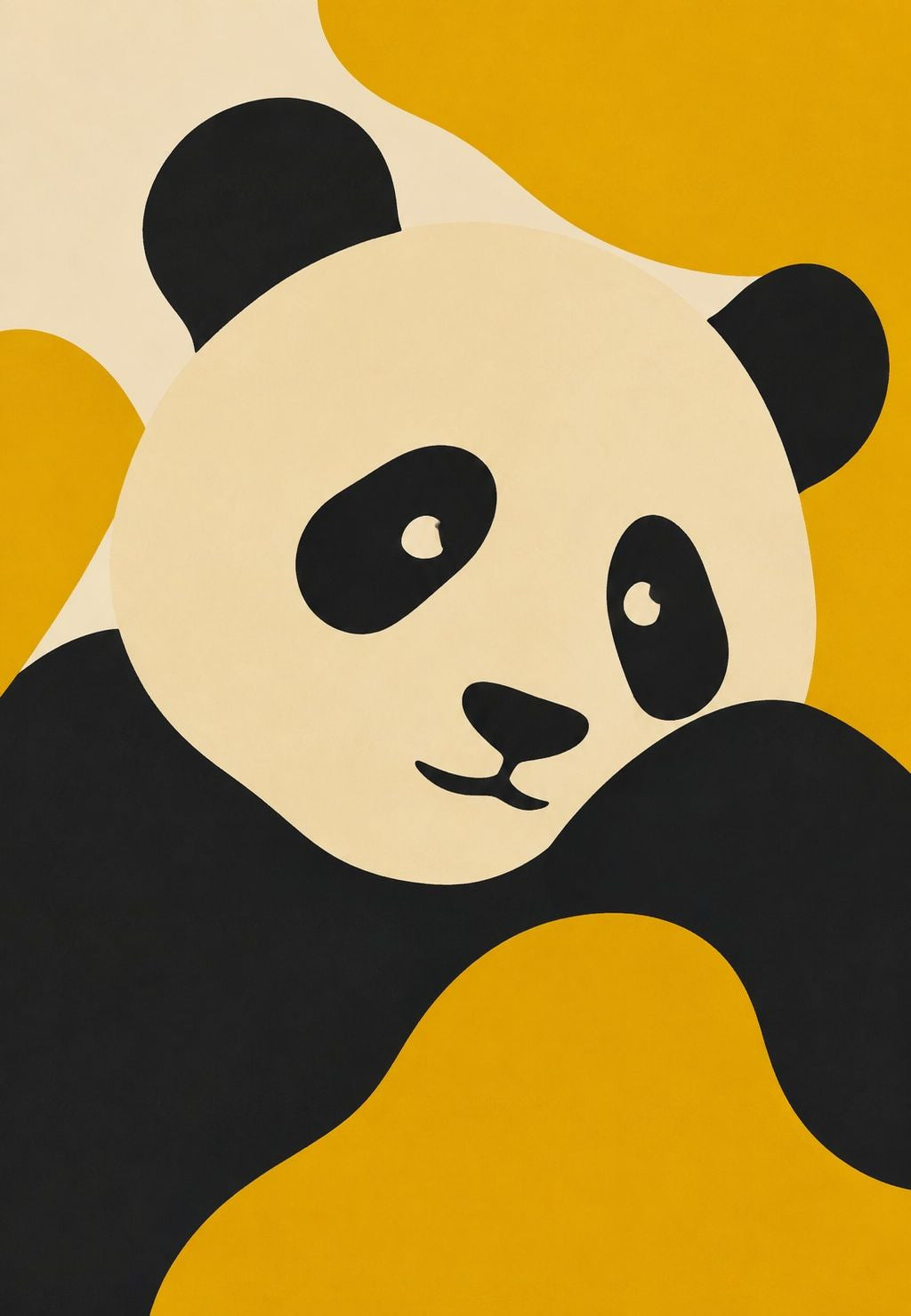 Panda sklupčan na pozadini boje slačice