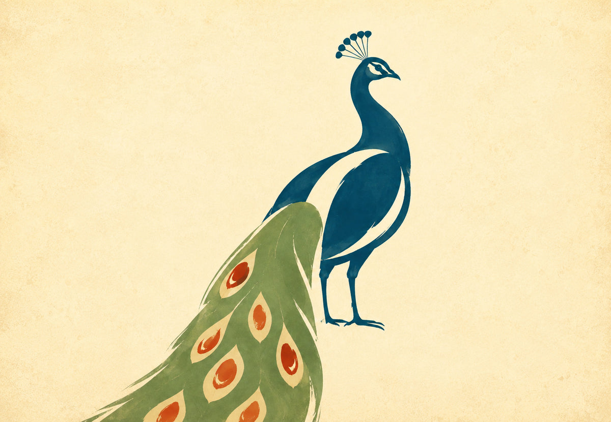 Blauer und grüner Pfau (Querformat)