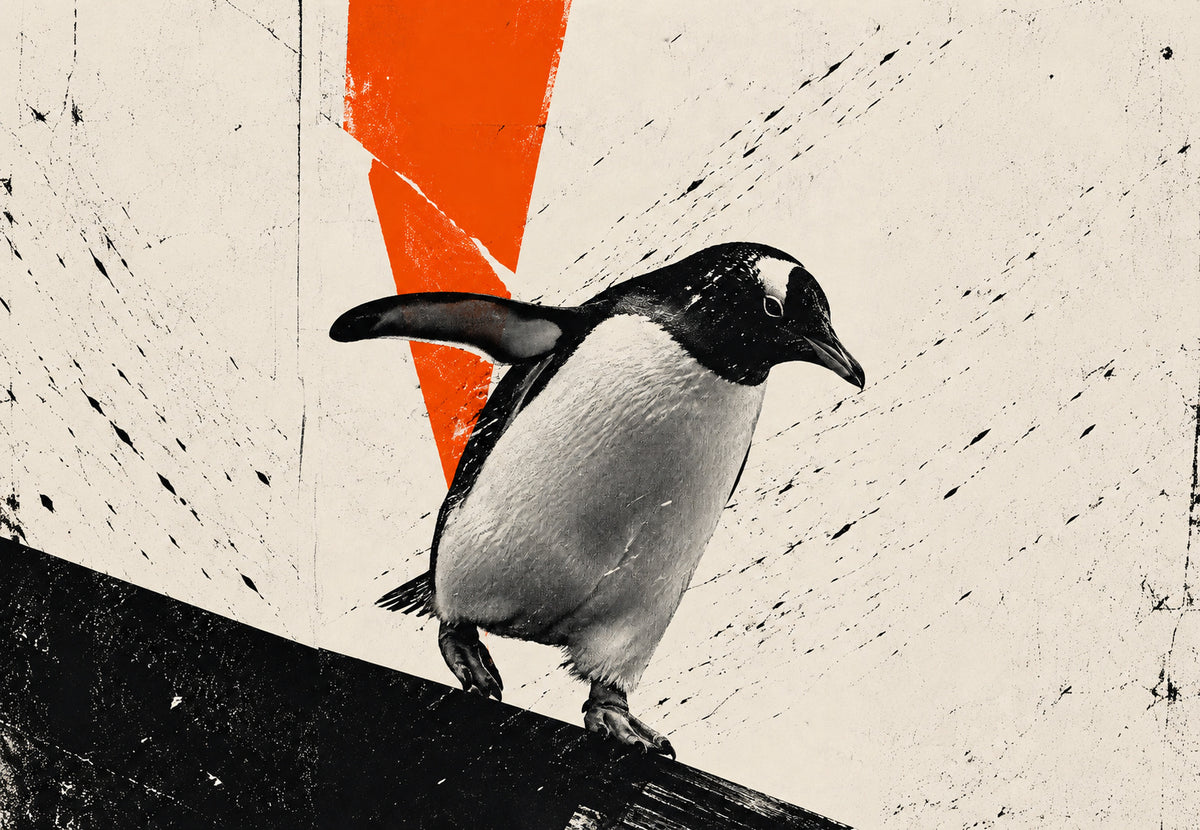 Pingüino con la cinta naranja (Horizontal)
