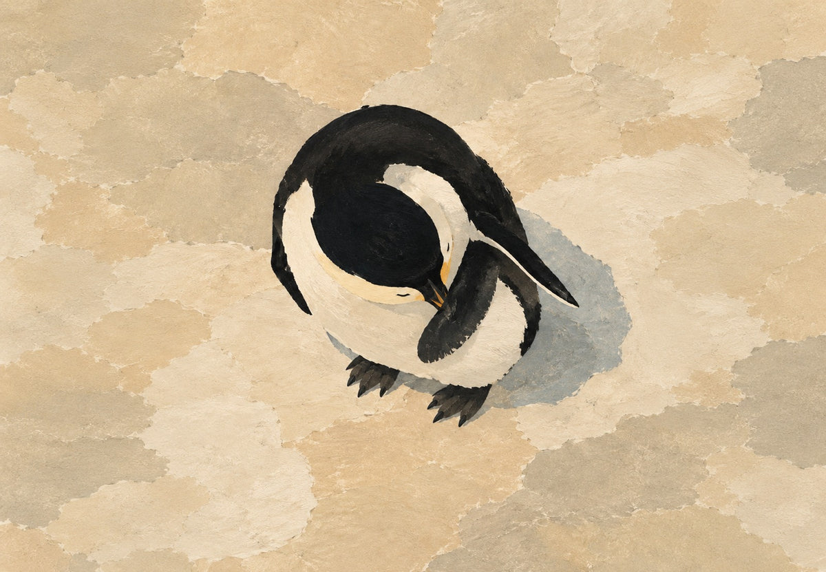 Schlafender Pinguin (Querformat)