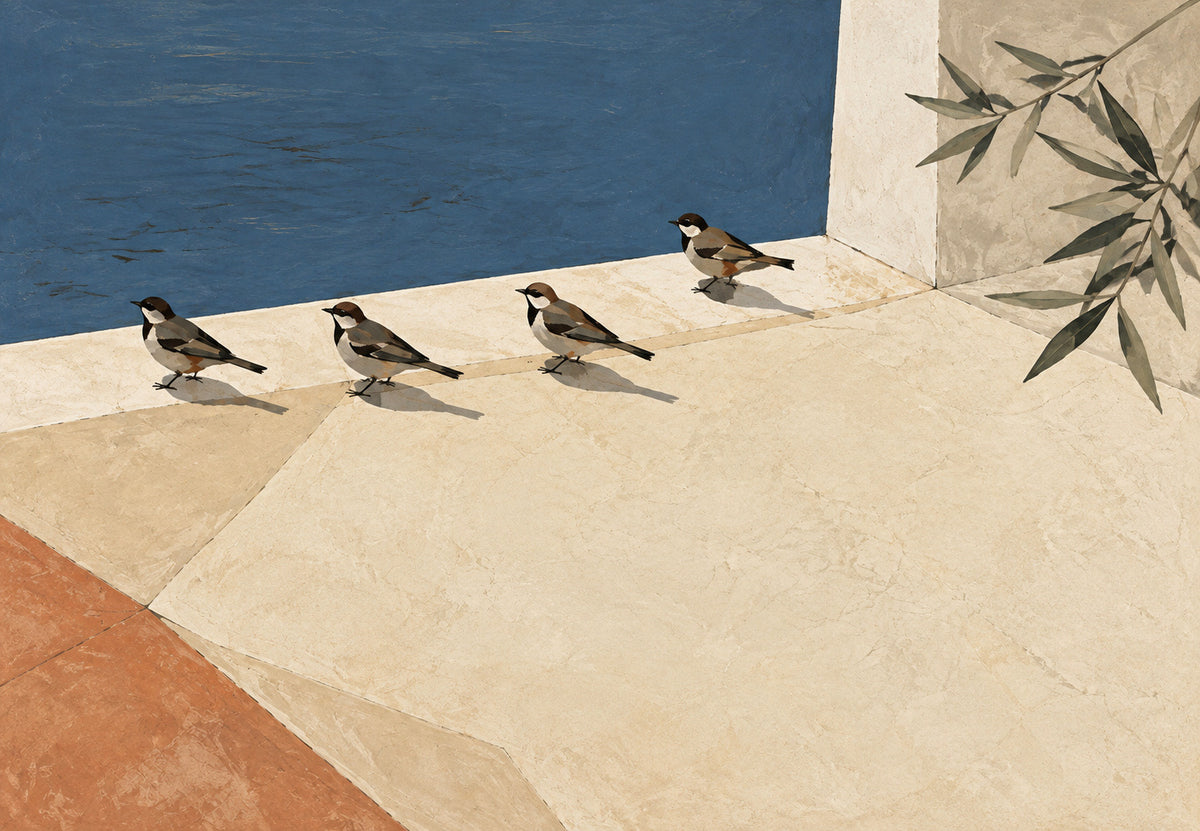 Four Birds by the Sea (Landscape)