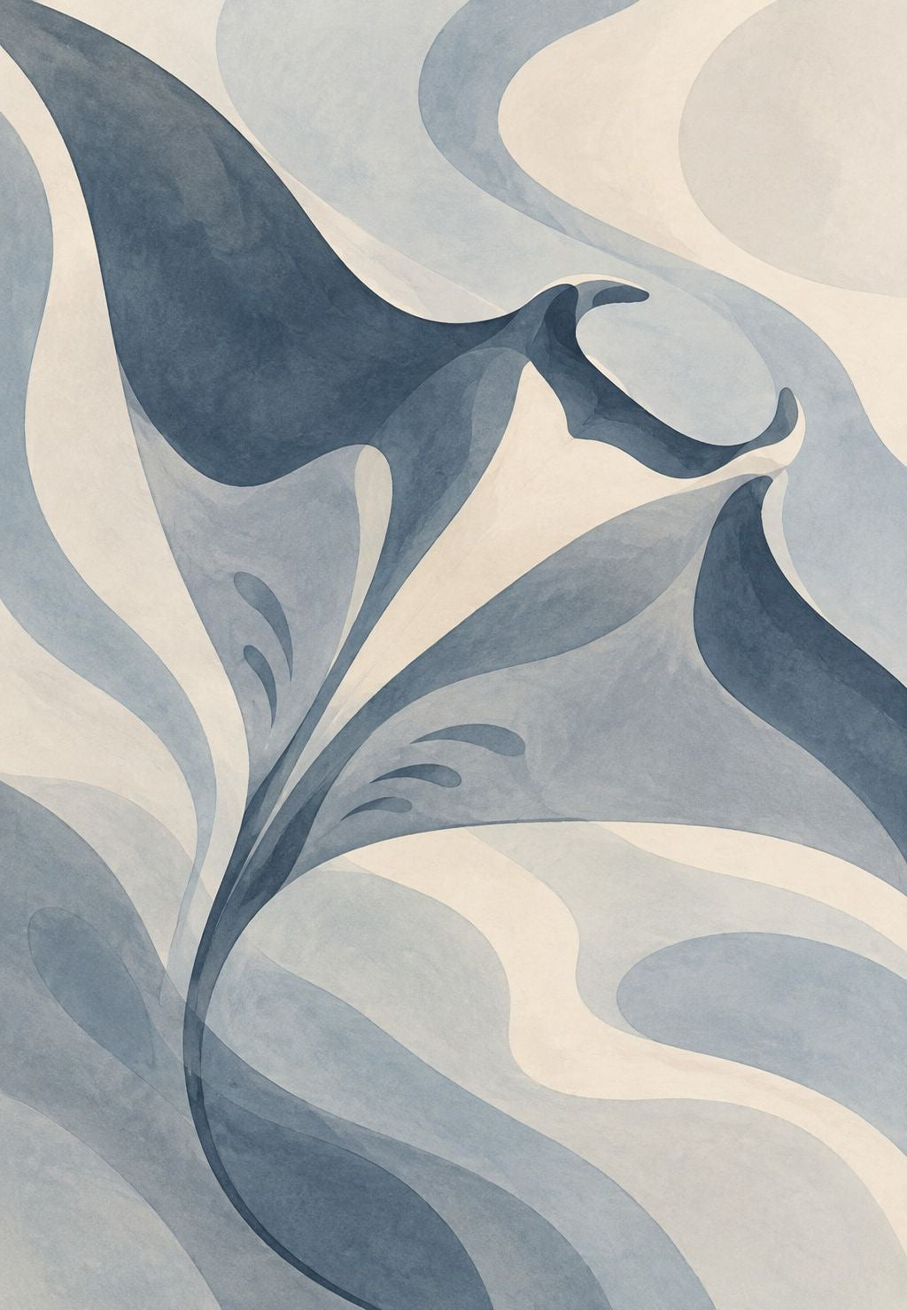 Raie manta glissant parmi les vagues bleu-gris