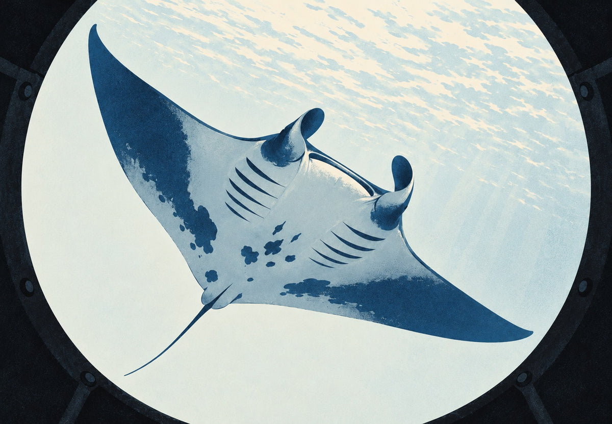 Manta Ray Seen Through a Porthole (Landscape)