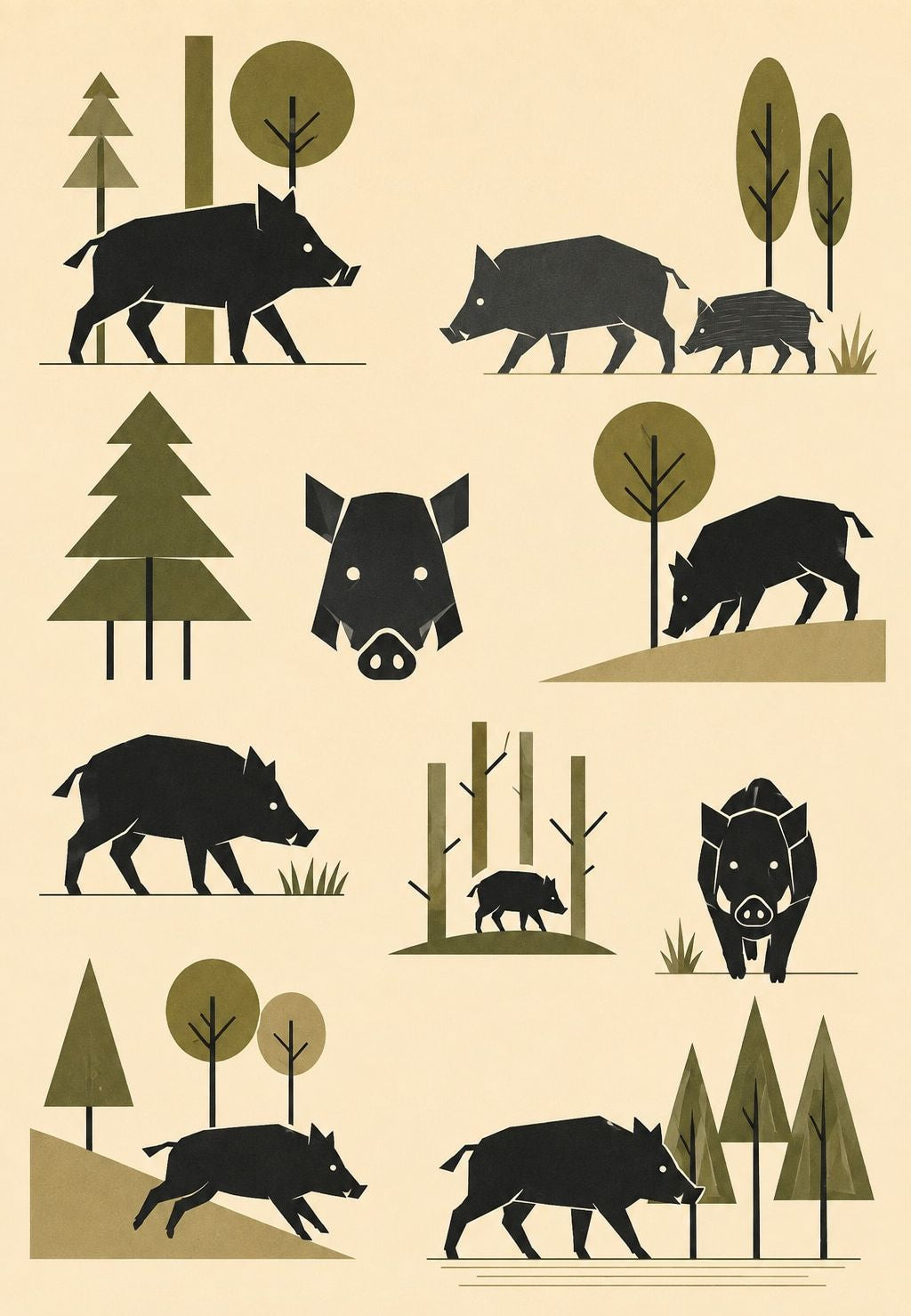 Jabalíes en el bosque