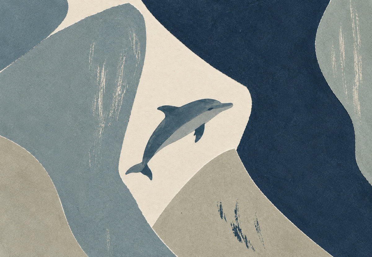 Springender Delfin über dem Meer (Querformat)