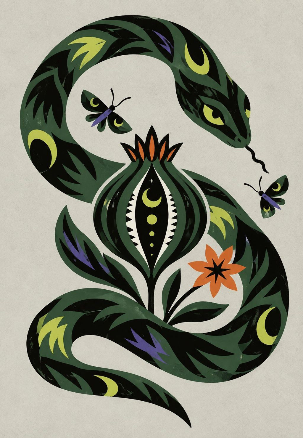 Serpente e flor noturna