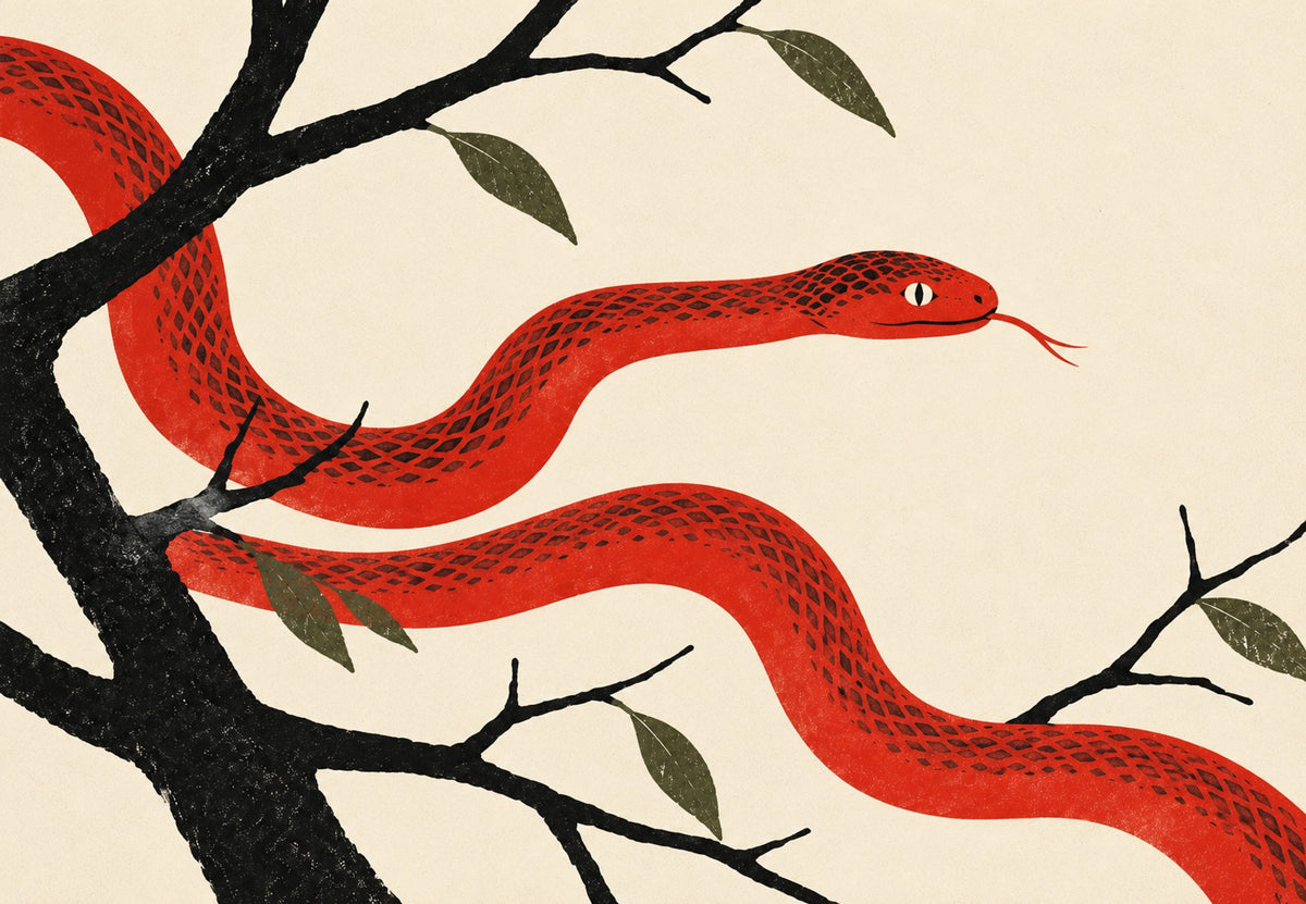 Red Snake on a Black Branch (Landscape)
