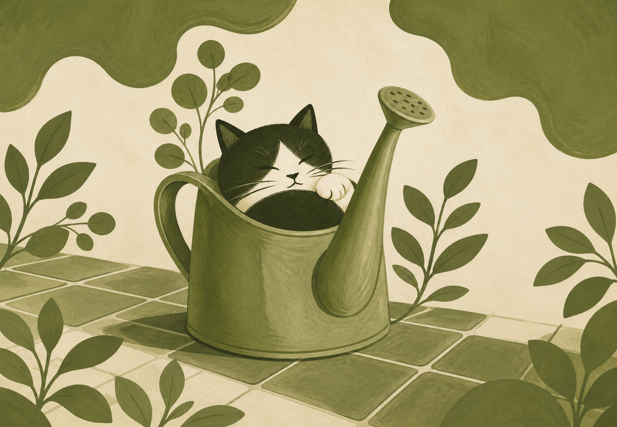 Nap in the Watering Can (Landscape)