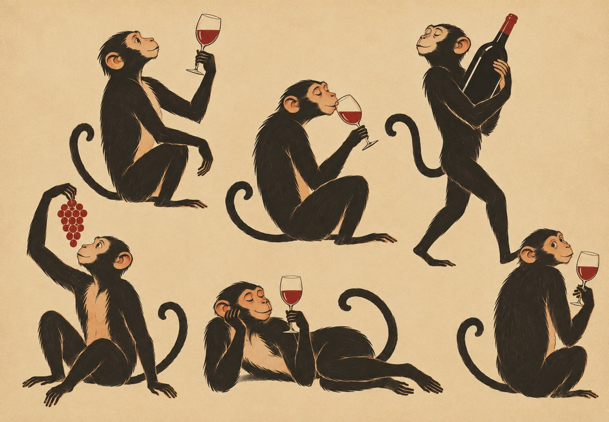 Weinliebende Affen (Querformat)
