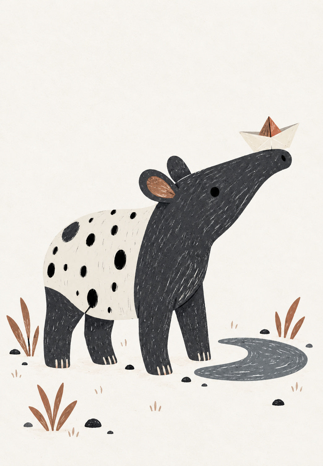 Tapir au bateau en papier