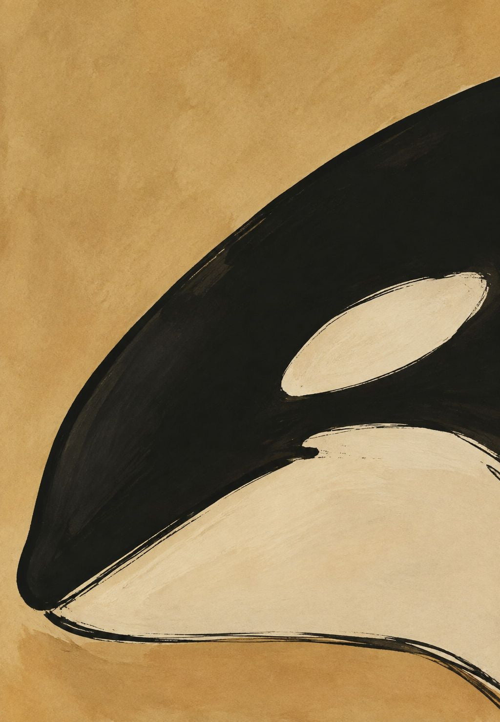 Cabeça de orca sobre fundo ocre