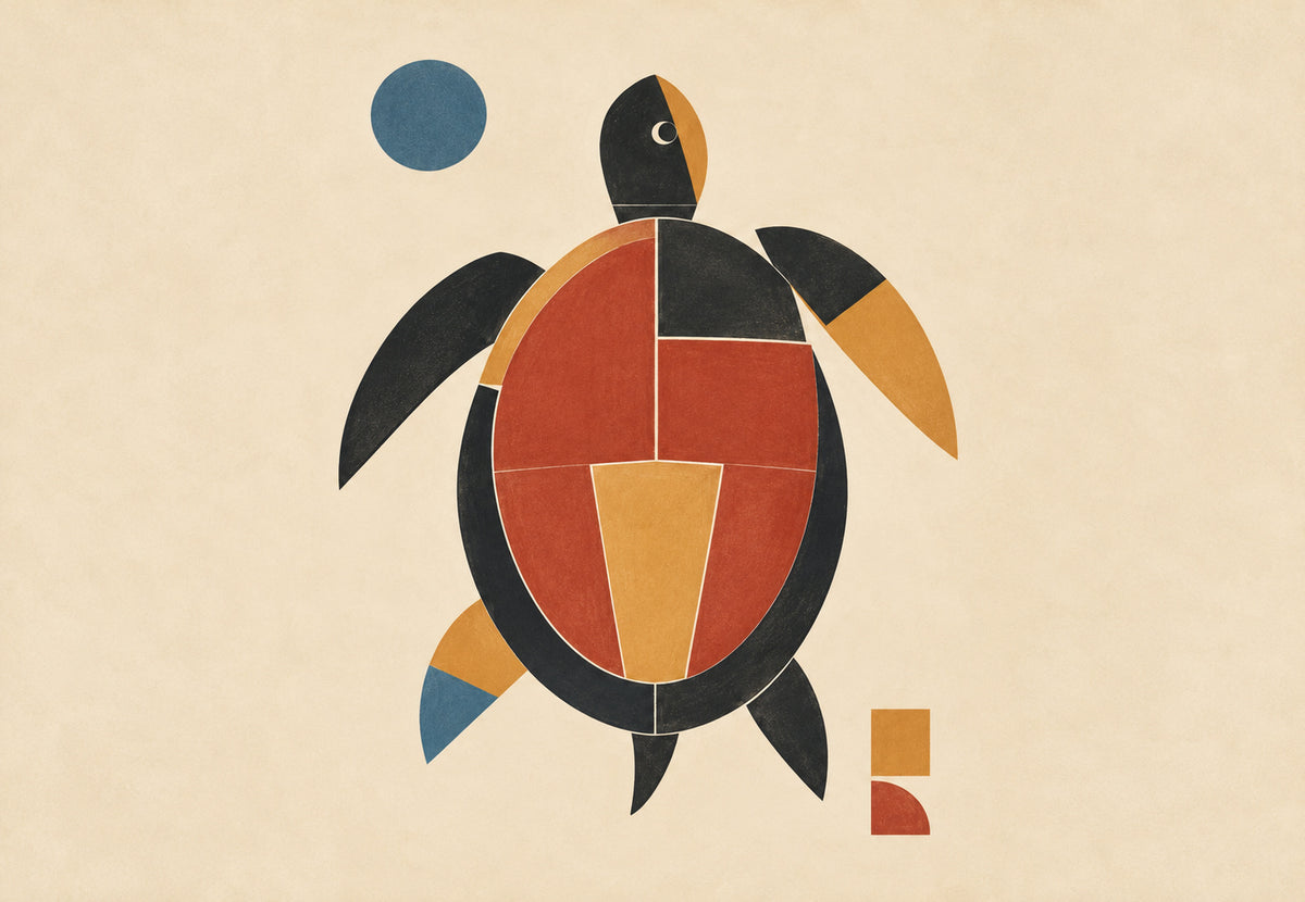 Tortue au soleil bleu (Paysage)