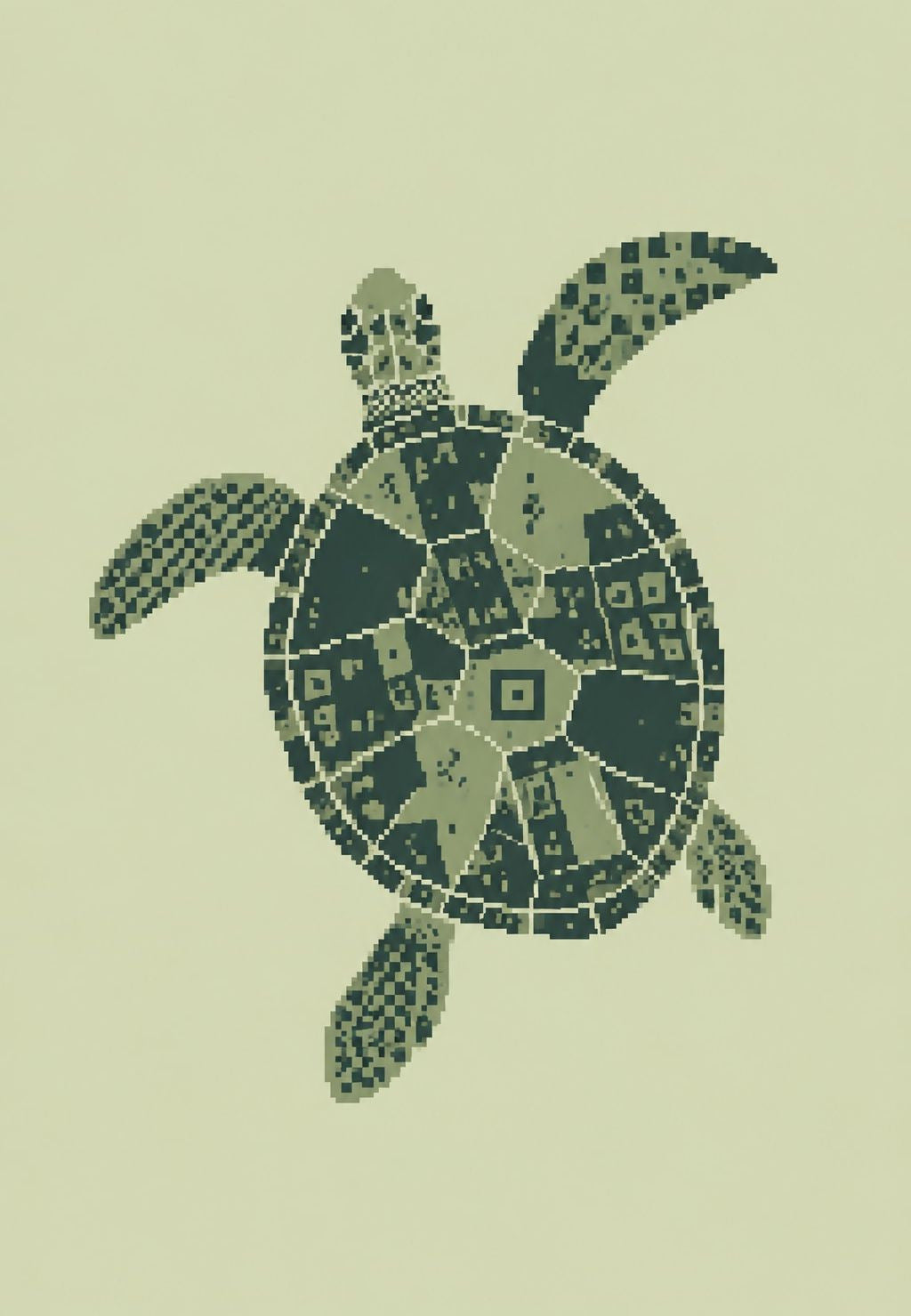 Tartaruga marinha em mosaico geométrico