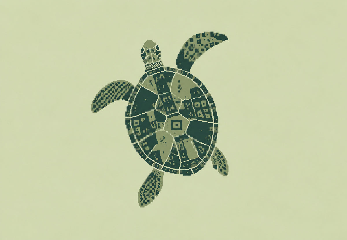 Tartaruga marinha em mosaico geométrico (Horizontal)
