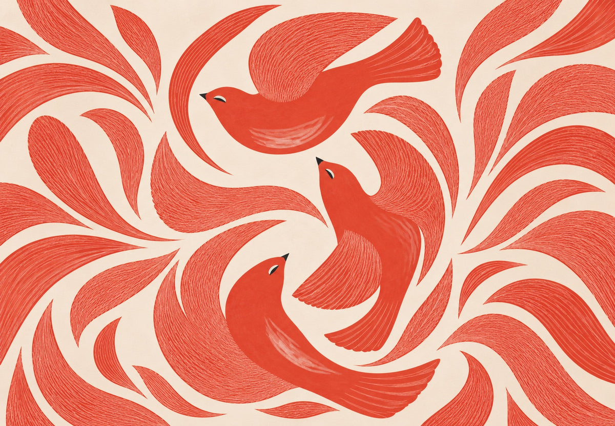 Wirbel roter Vögel (Querformat)