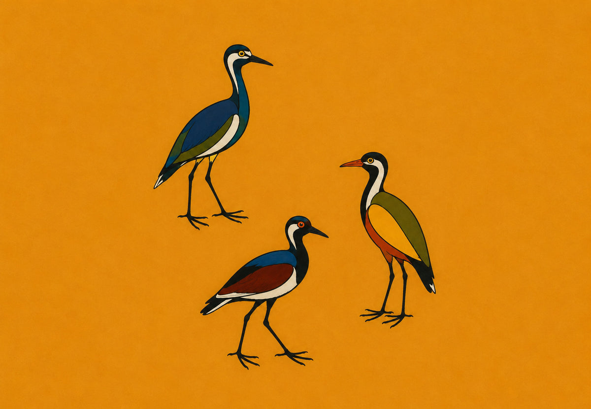 Tre uccelli trampolieri colorati (Orizzontale)