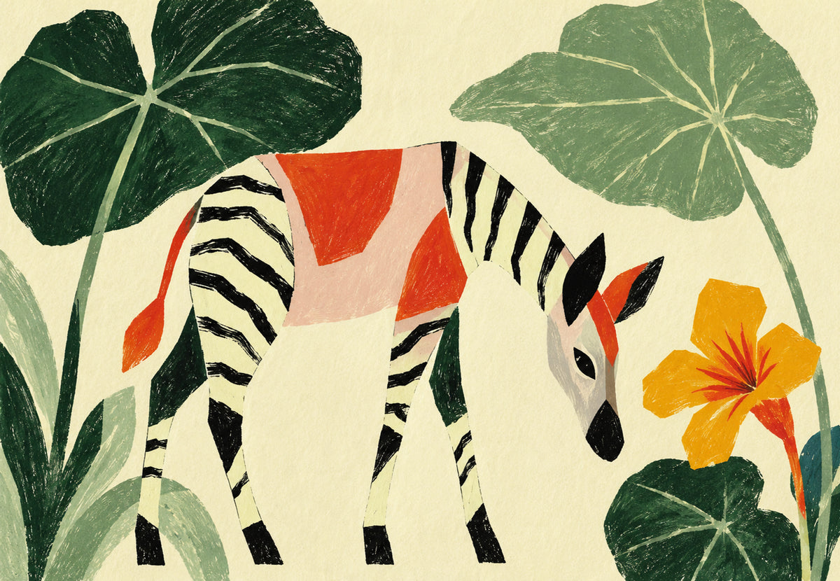 Zebra by the Tropical Flower (Landscape)