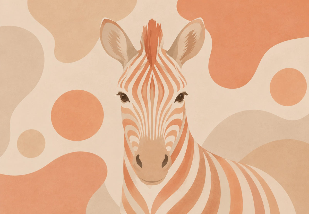 Zebra v odstínech meruňkové a béžové (Na šířku)