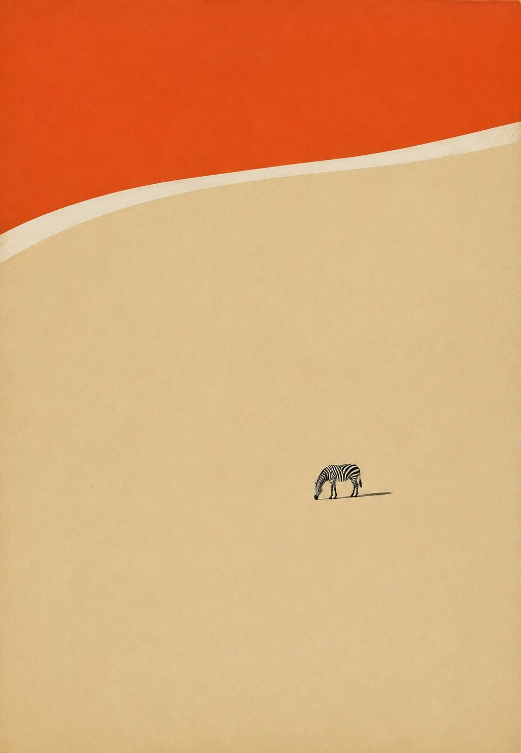 Einsames Zebra unter orangefarbenem Himmel