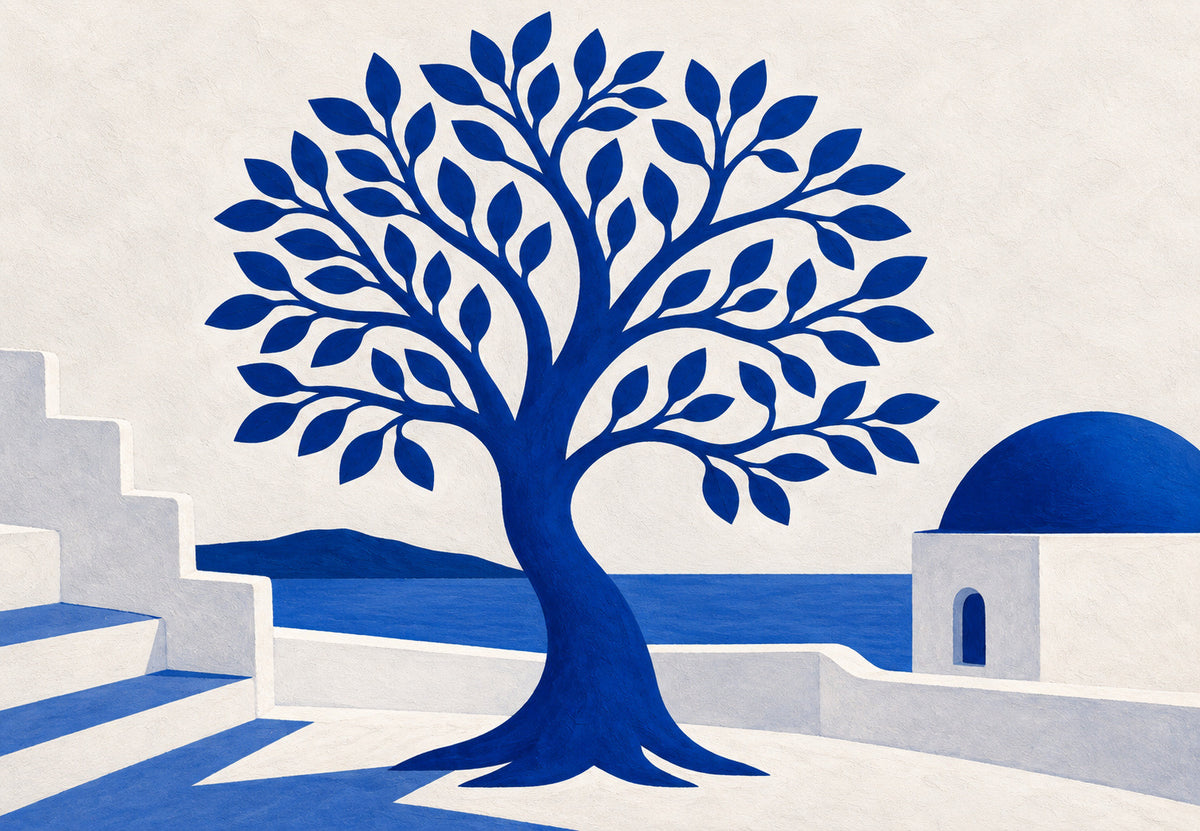 Der ultramarinblaue Baum vor den Kuppeln (Querformat)