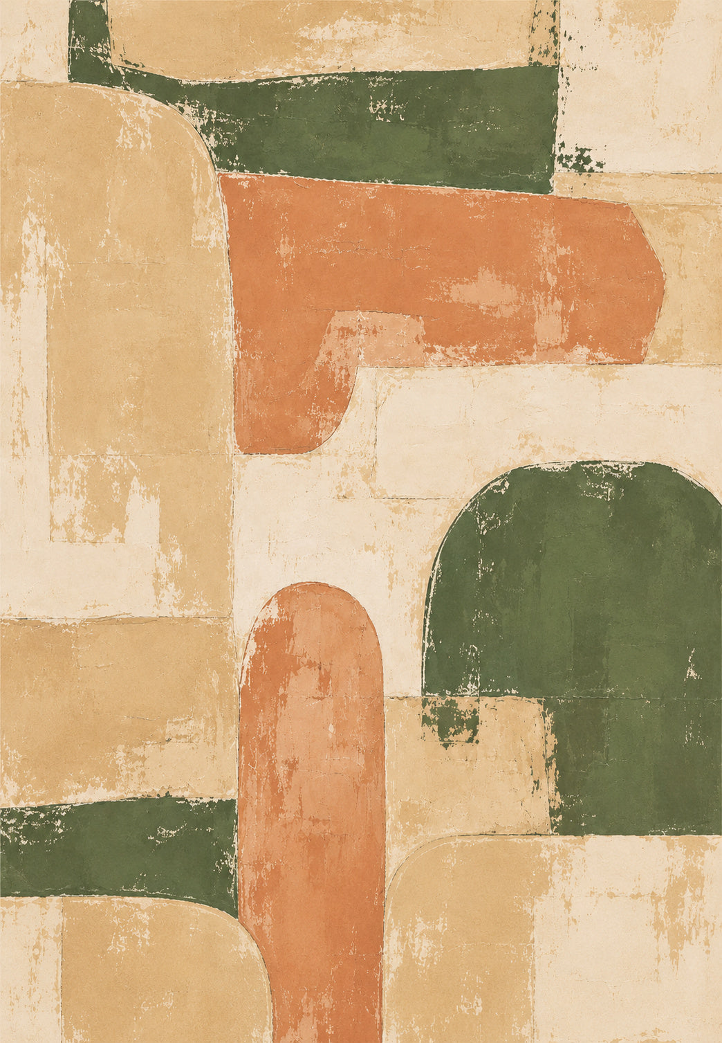 Arches ocre et bandes vert sauge