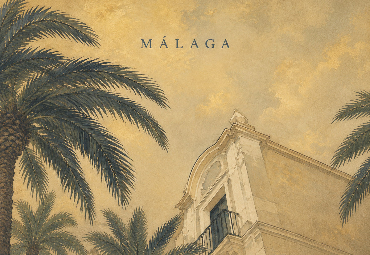 Andalusian Balcony Beneath the Palms (Landscape)