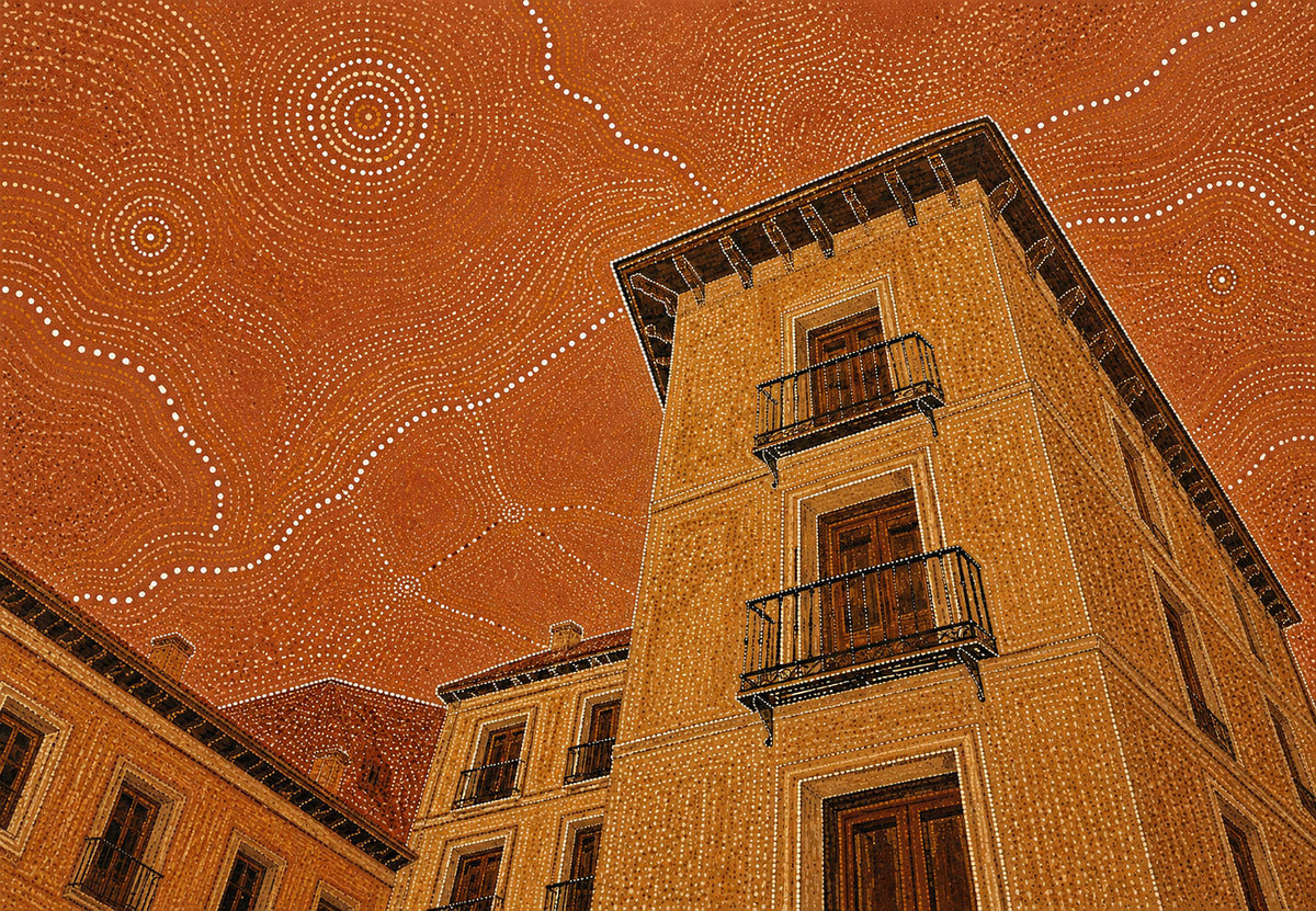 Balcons de Madrid sous un ciel en spirale (Paysage)