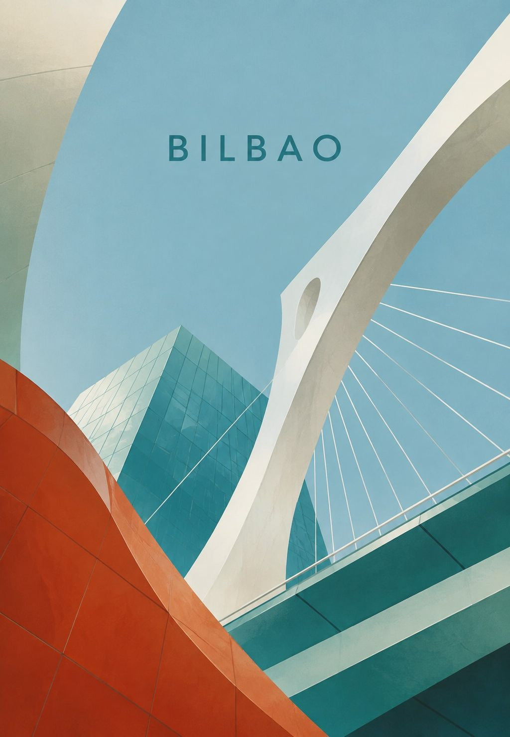 Bilbao, ponte bianco e torre di vetro