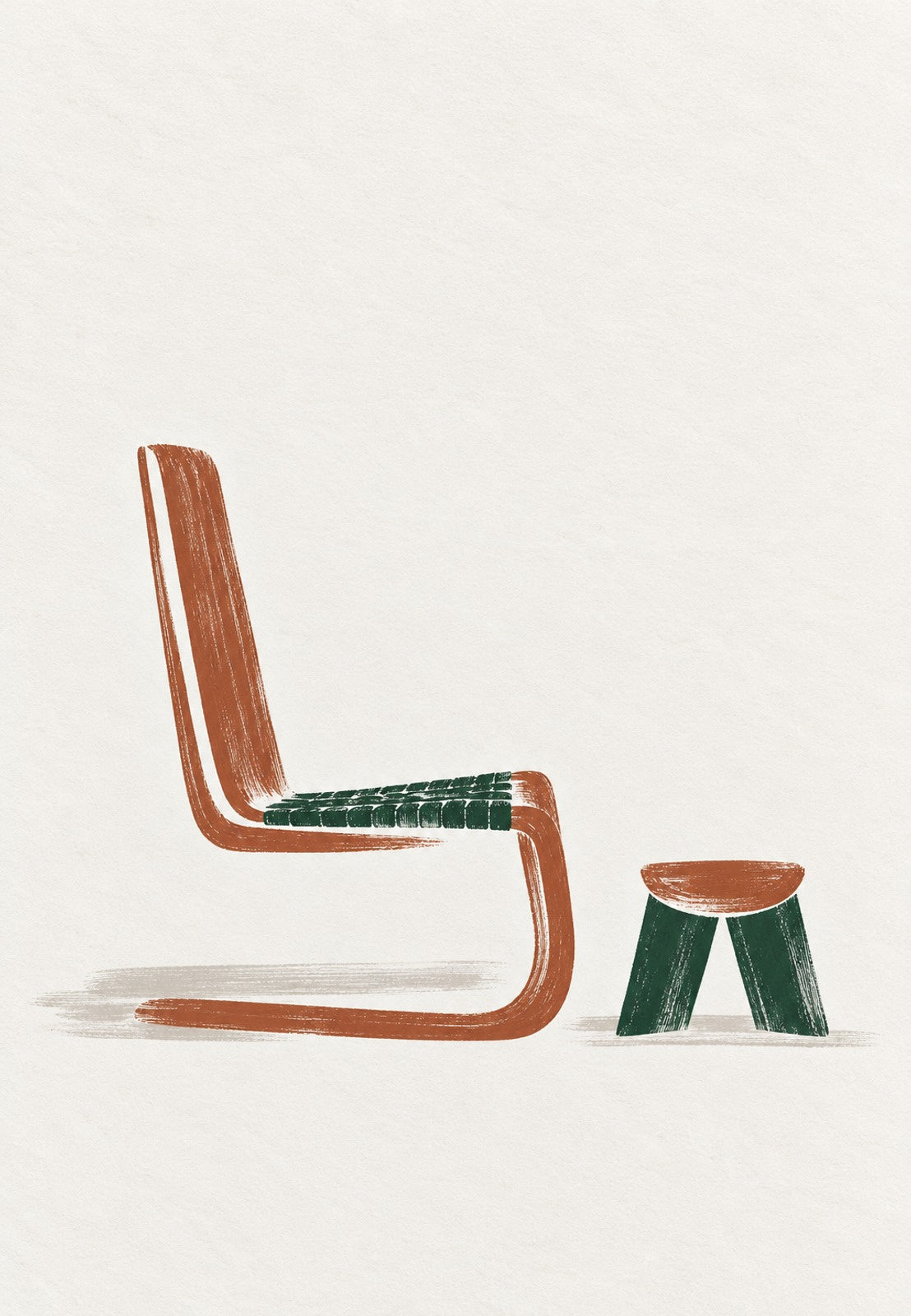 Chaise en porte-à-faux et son tabouret