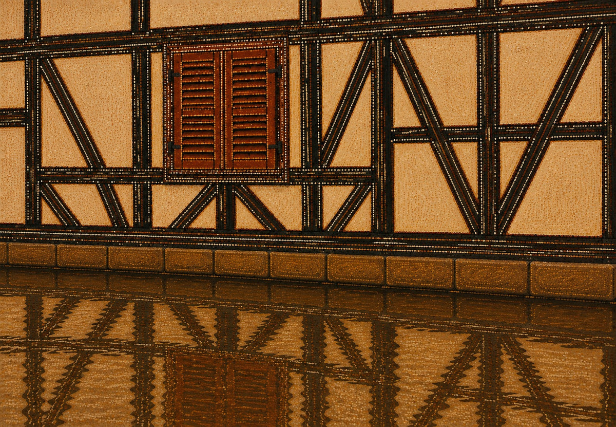 Fachada de enxaimel e o seu reflexo (Horizontal)