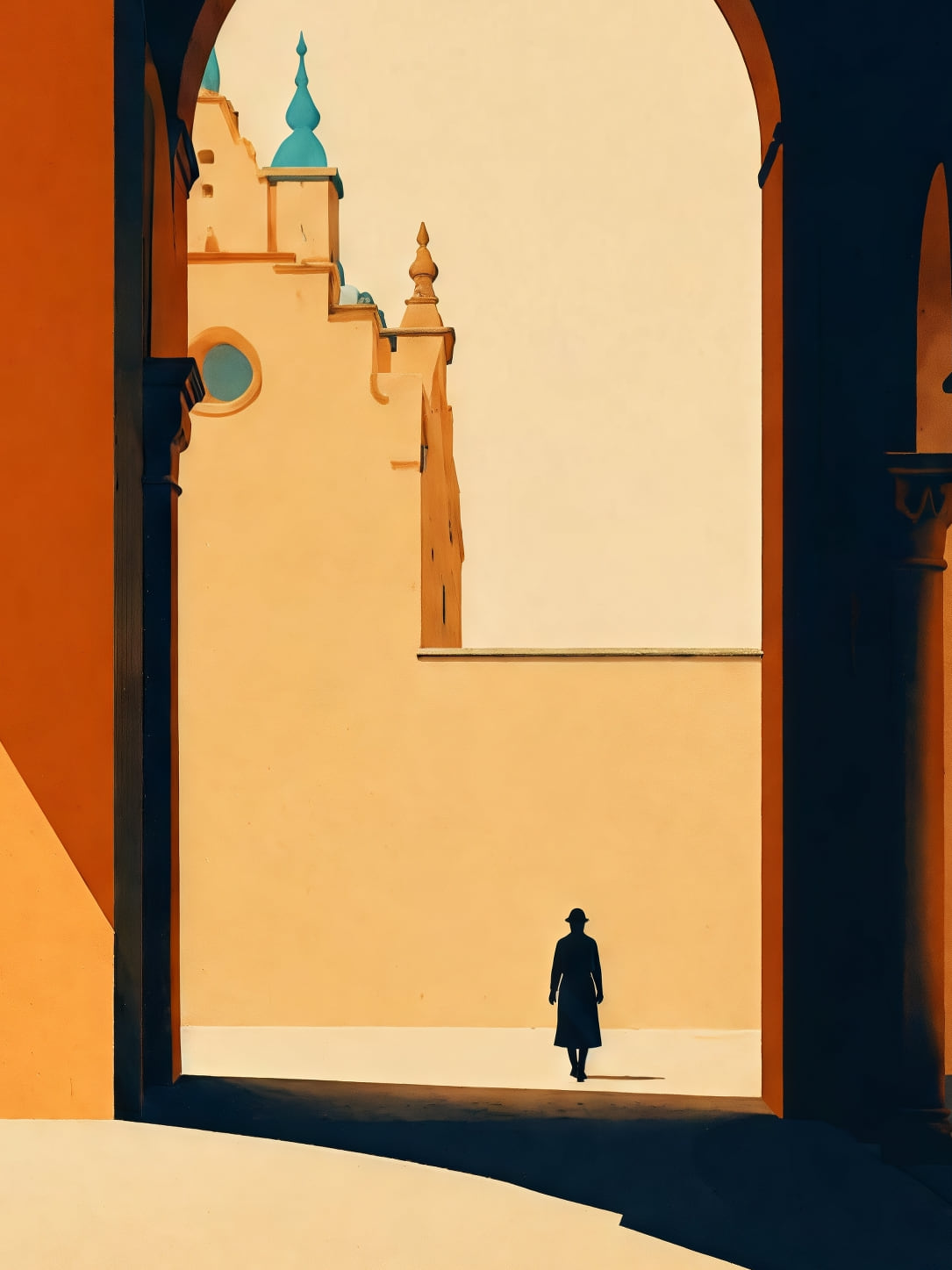 Detail a taille reelle du tirage, affiche architecture l arche aux orangers de seville