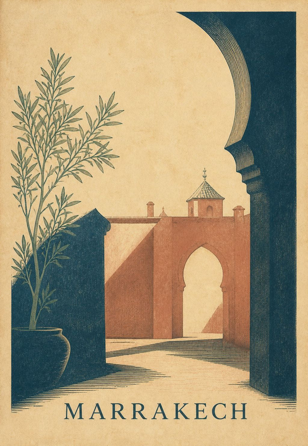 L'arche d'ombre et la porte ocre