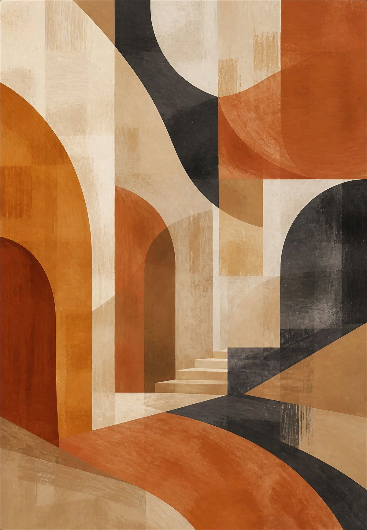 Die Treppe zwischen den Bögen